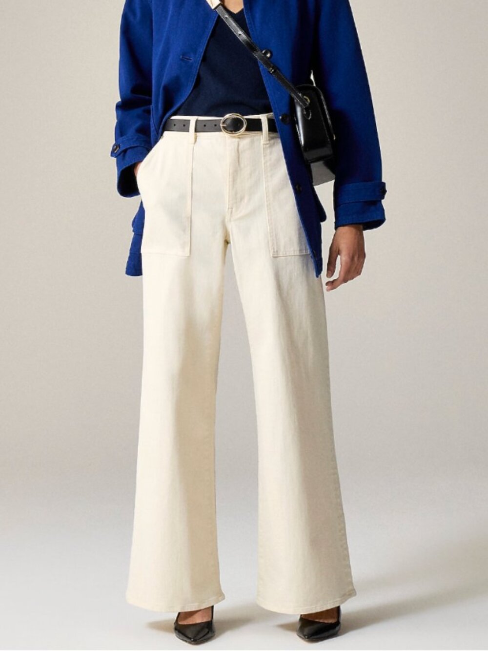 NWT J.Crew Camp Pocket Wide Leg Jean Ecru Wash High Rise CH917 SZ-34